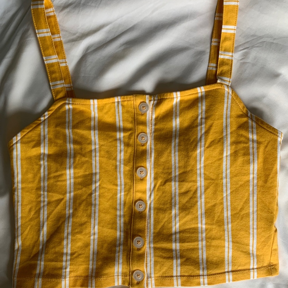PACSUN striped yellow and white crop top